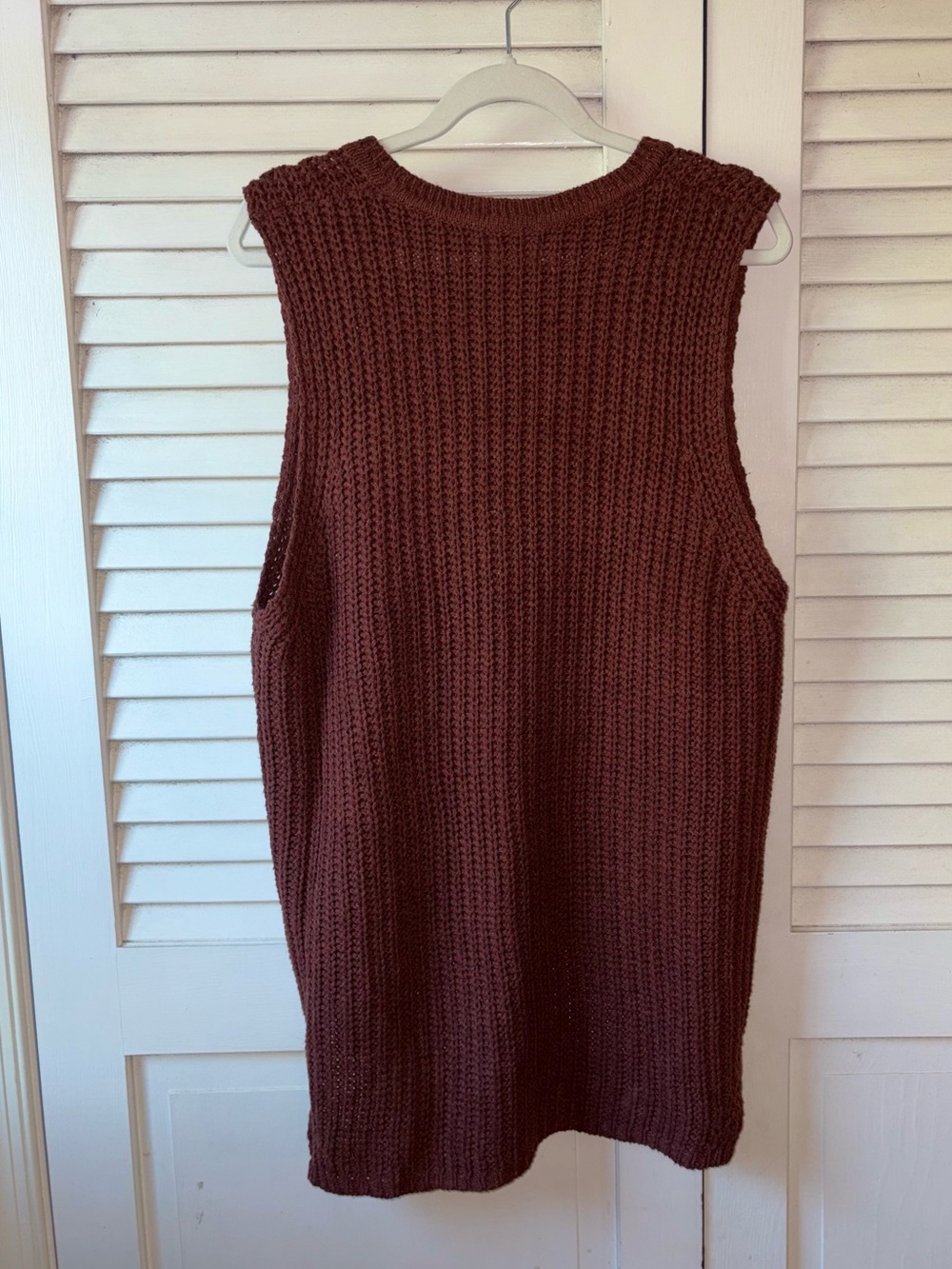 POL Chunky Knit Sleeveless Sweater Tunic Rust Brown High Low M - Picture 3 of 5